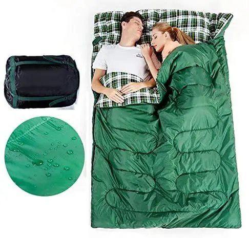 WOQI Wholesale warm Double people folding Envelope sleeping bag for camping hiking and Traveling