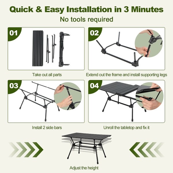 Costway HeavyDuty Aluminum Camping Table，Folding Outdoor Picnic