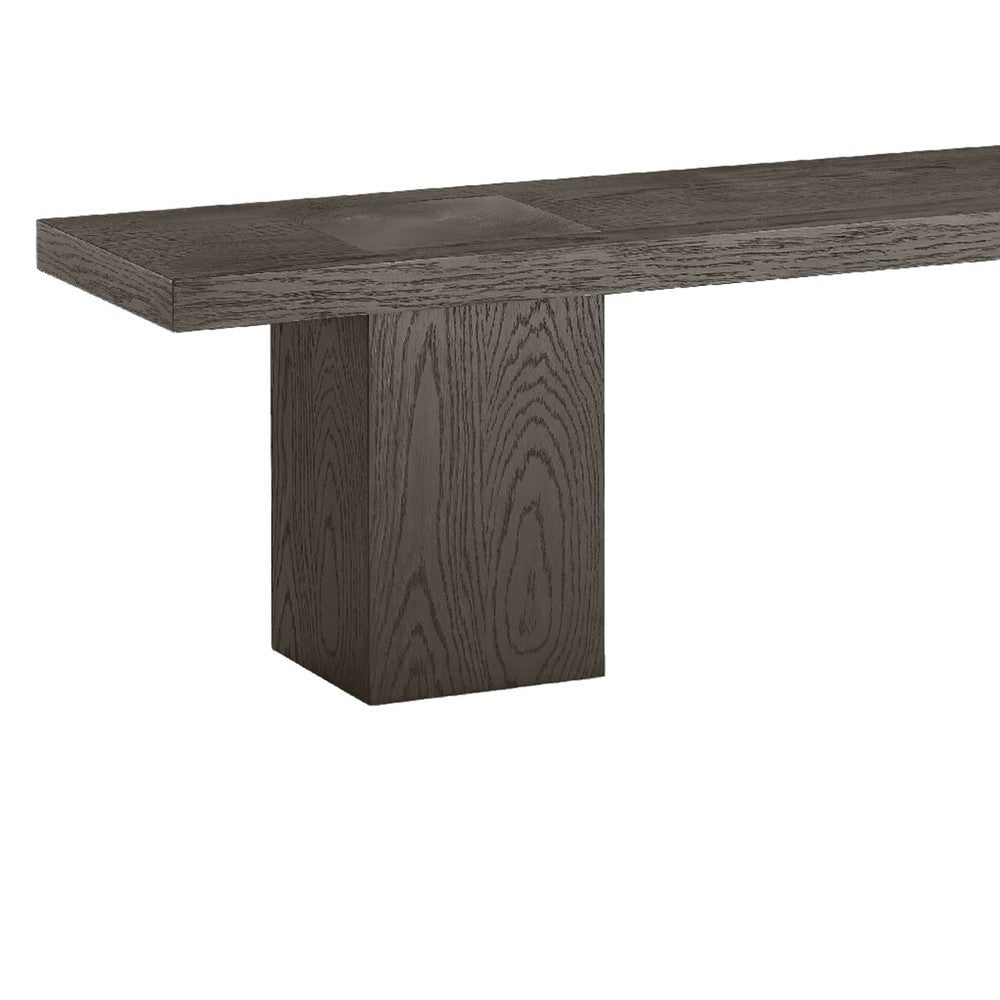 Mod 68 Inch Dining Bench  Rubberwood  Double Pedestal Base  Ash Gray   15 L x 68 w x 18 H  in inches