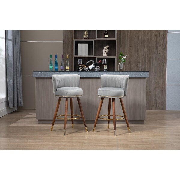 Counter Height Bar Stools Set of 2 for Kitchen Counter Solid Wood Legs with a Fixed Height of 360 Degrees for Dining Room