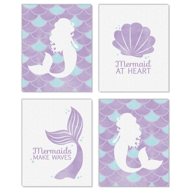 Big Dot Of Happiness Let x27 s Be Mermaids Unframed Purple amp Teal Mermaid Tail Nursery Or Kids Room Linen Paper Wall Art Set Of 4 Artisms 8 X 10 Inches