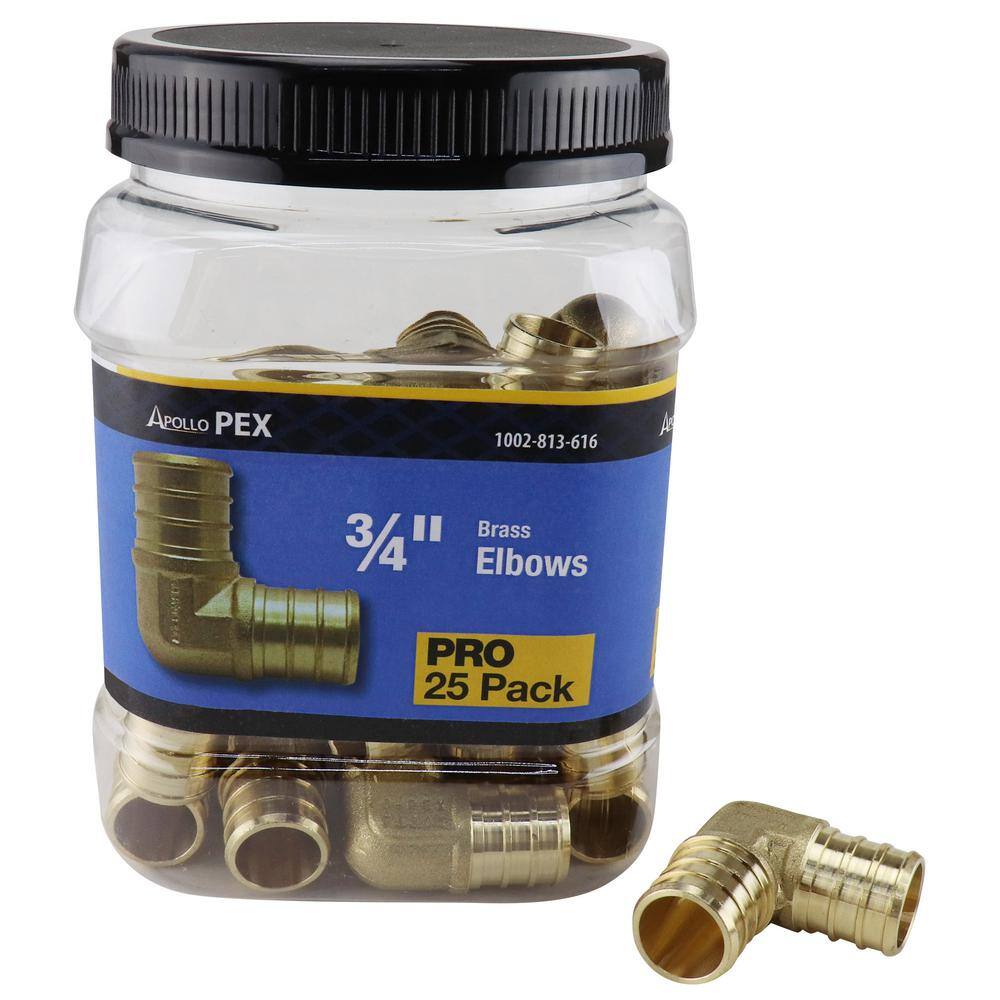 Apollo 34 in. Brass PEX-B Barb 90 Elbow Pro Pack (25-Pack) APXE3425JR