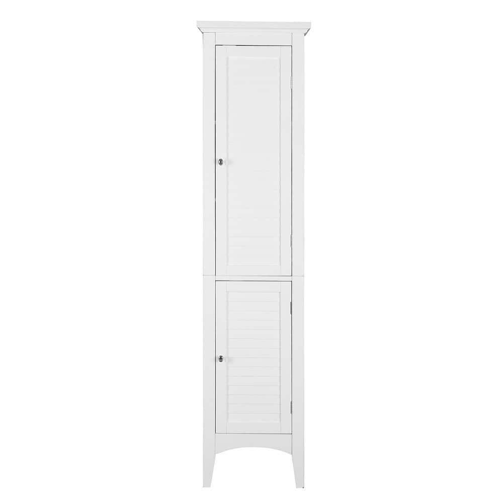 Teamson Home Simon 15 in W x 63 in H x 1314 in D Bathroom Linen Storage Floor Cabinet with 2Shutter Doors in White