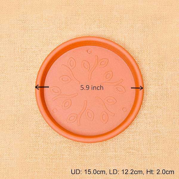 5.9 inch (15 cm) Round Plastic Plate for 5 inch (13 cm) , 6 inch (15 cm) Grower Pots (Terracotta Color) (set of 6)