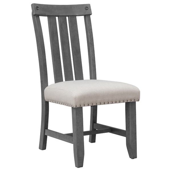 Upholstered Dining Chairs with Sliver Nails and Wood Legs， Set of 4