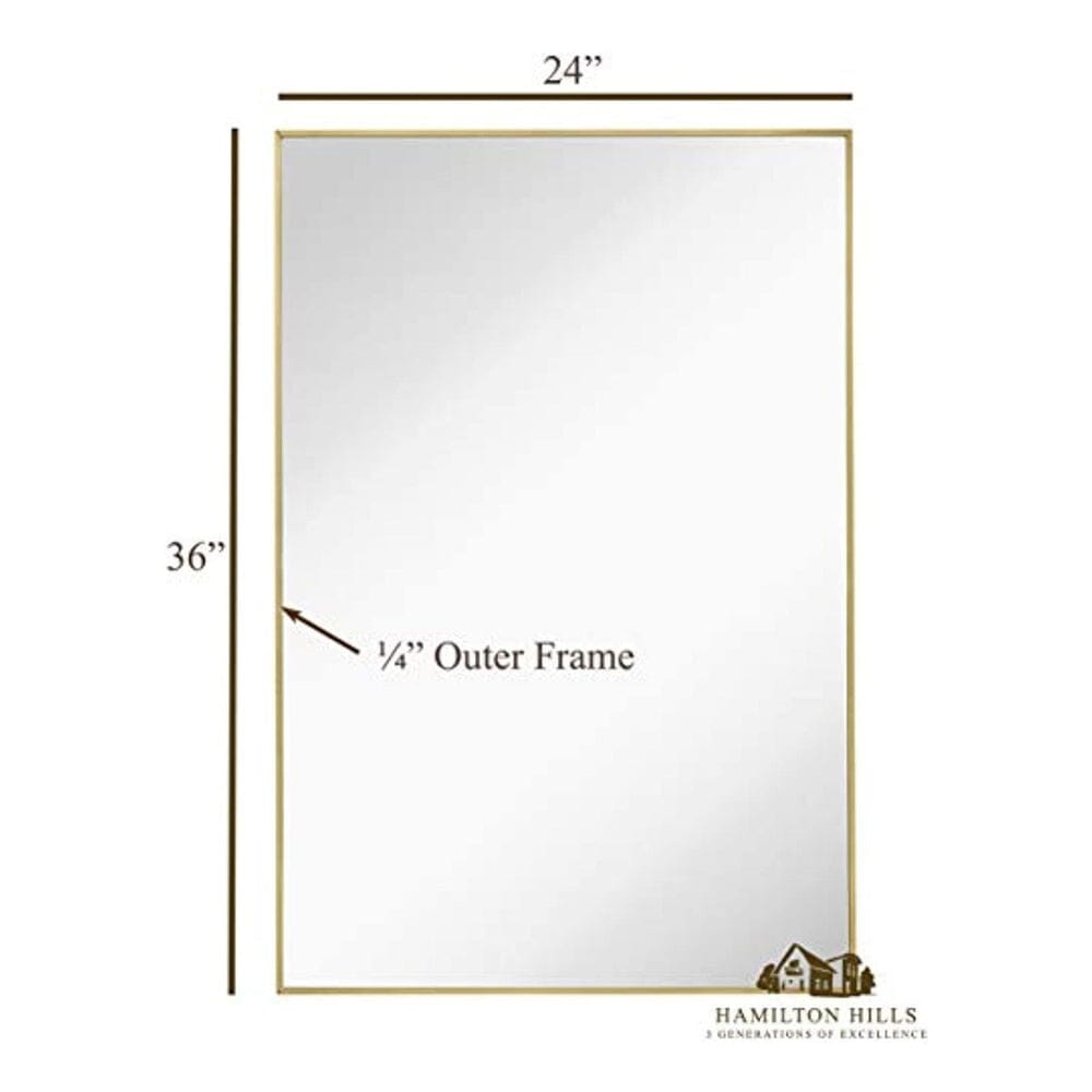 Gold Brushed Metal Vanity Mirror Simple Edge Mirrors 24