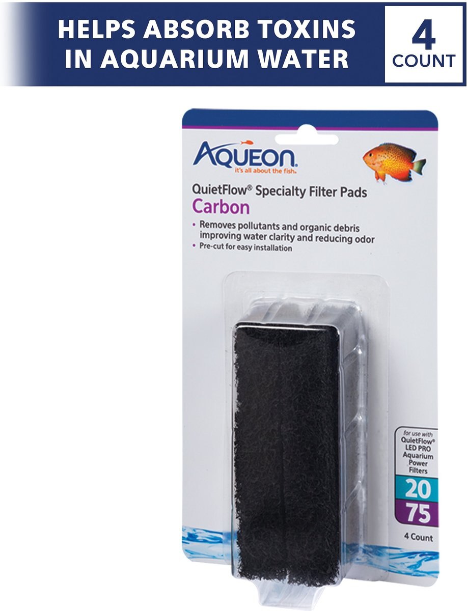 Aqueon QuietFlow 20/75 Carbon Reducing Specialty Aquarium Filter Pads