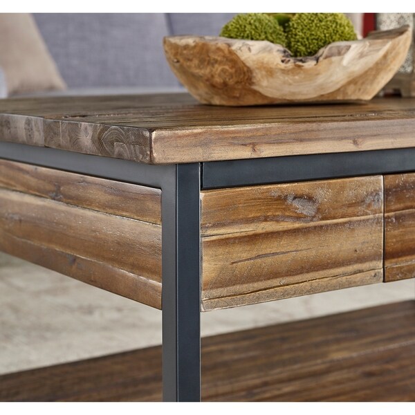 Carbon Loft Ciaravino 48-inch Rustic Wood Coffee Table with Drawer and Low Shelf