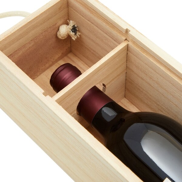 2 Pack Single Bottle Wooden Wine Gift Boxes with Sliding Lid for Housewarming