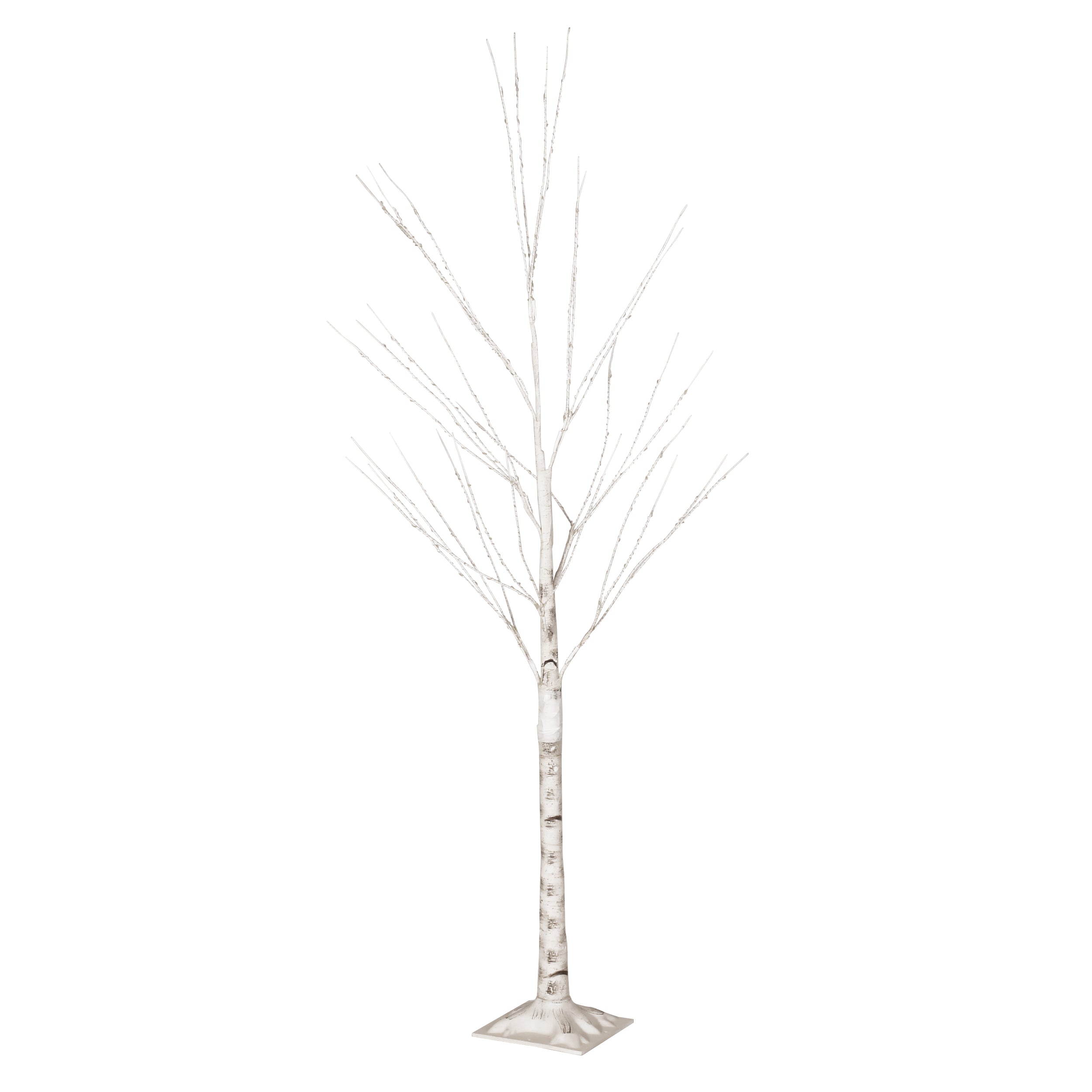 Ammy 5-Foot Pre-Lit 200 Warm White LED Artificial Twig Birch Tree, White