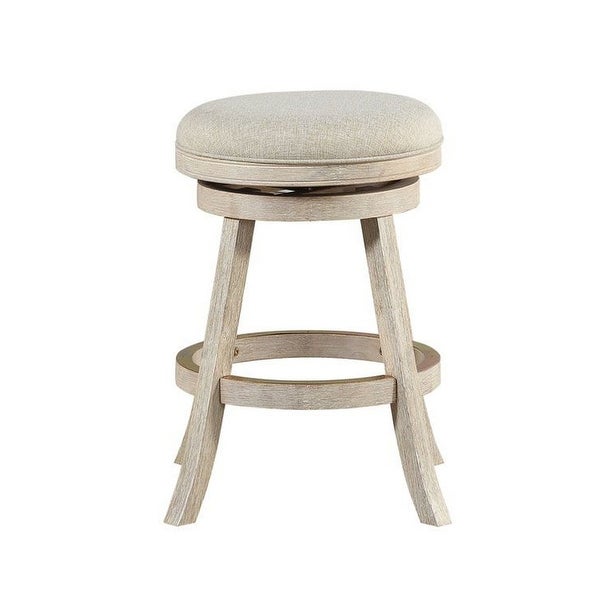 Wooden Swivel Counter Stool with Round Fabric Seat， Gray