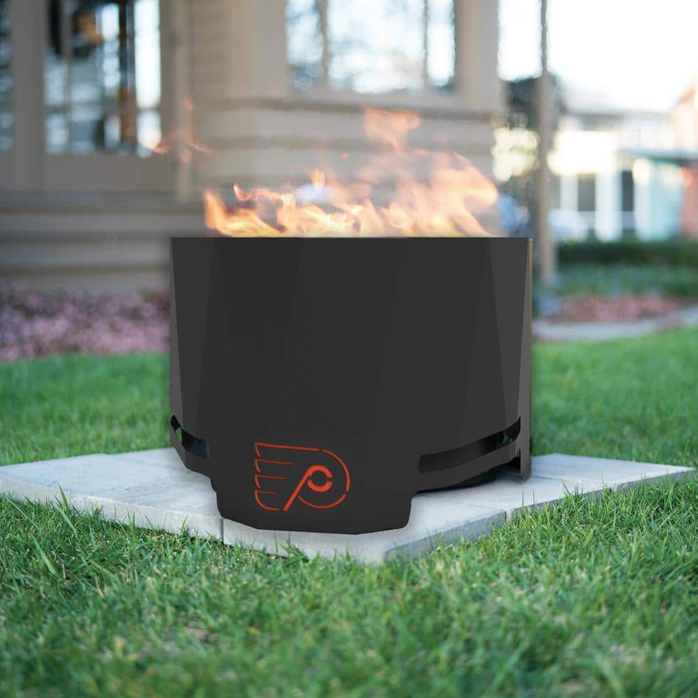 BLUE SKY OUTDOOR LIVING The Peak NHL 24 in. x 16 in. Round Steel Wood Patio Fire Pit - Philadelphia Flyers PFP2416-PF