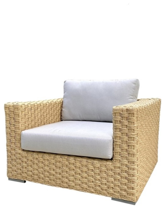 Teva Furniture Malibu Wicker Club Chair with Cushion   Tropical   Armchairs And Accent Chairs   by Homesquare  Houzz