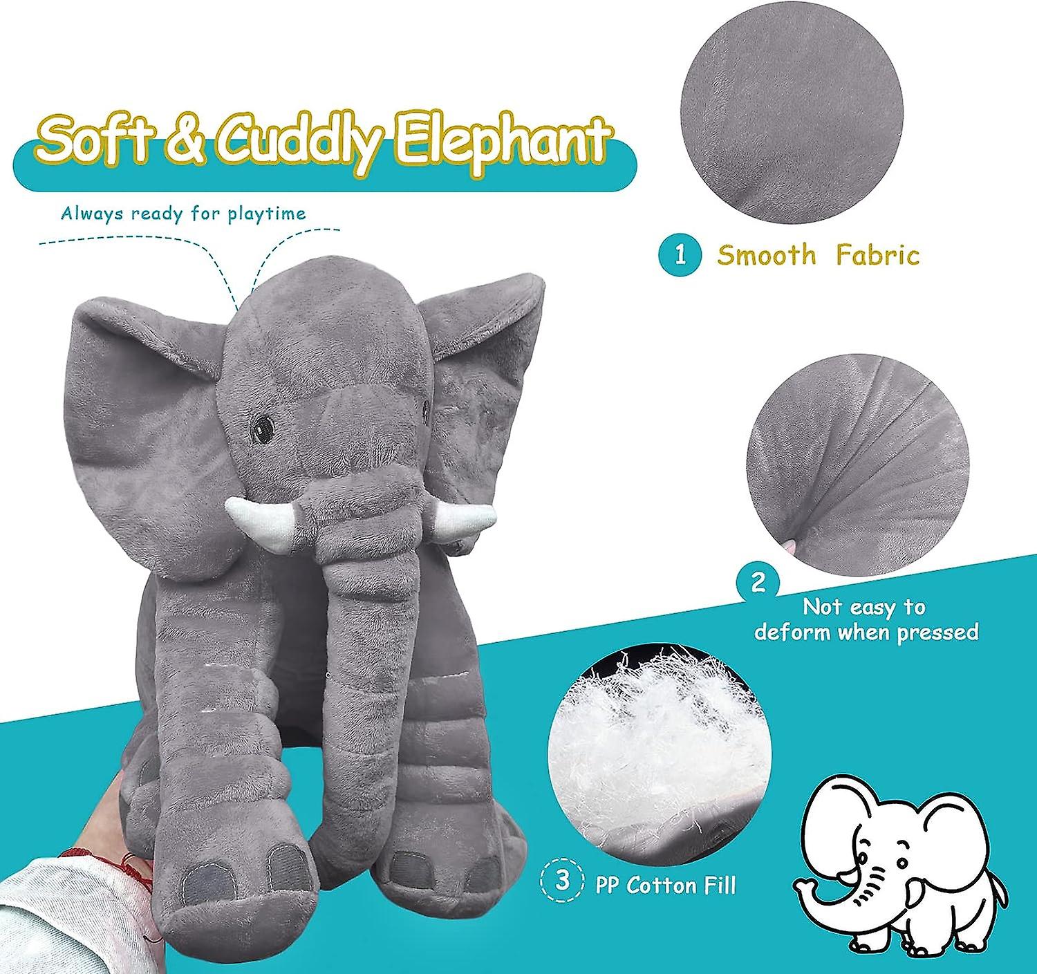 Elephant Stuffed Animal Plush，16in Cute Soft Gray Hugging Elephant Plushies Pillow Toys Doll Kawaii Birthday Gift For For Adults Kids Boys Girls