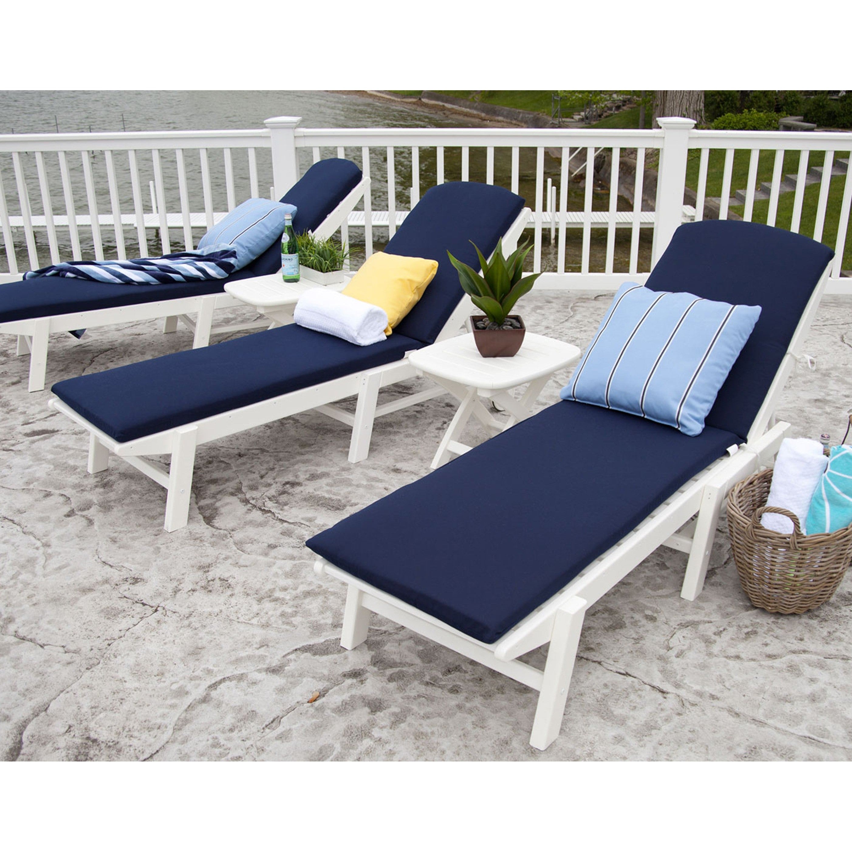 Polywood Nautical Pool Chaise with Arms & Wheels