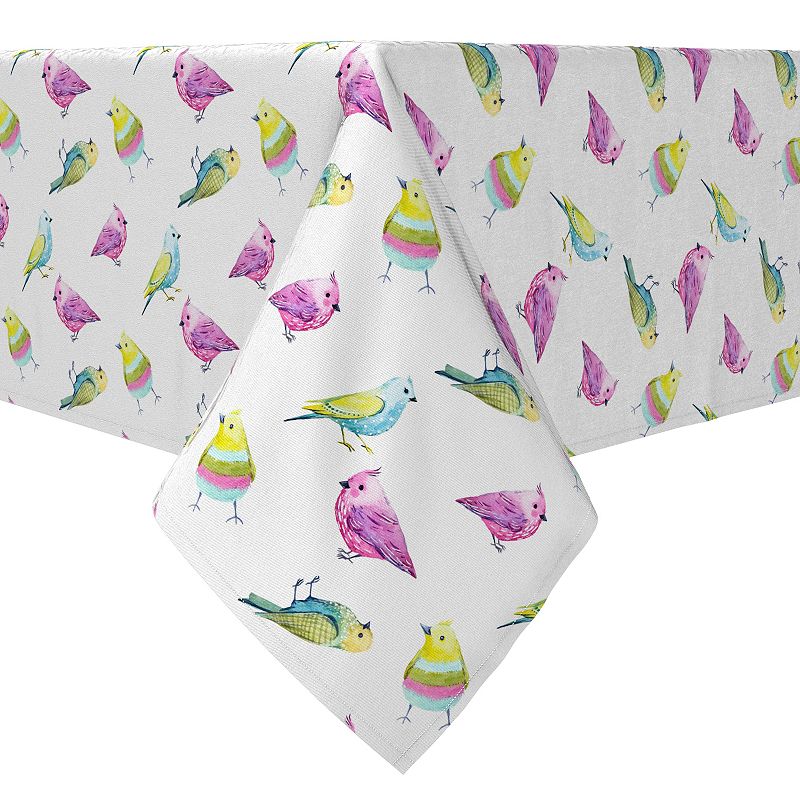 Square Tablecloth， 100% Cotton， 60x60， Rainbow Birds