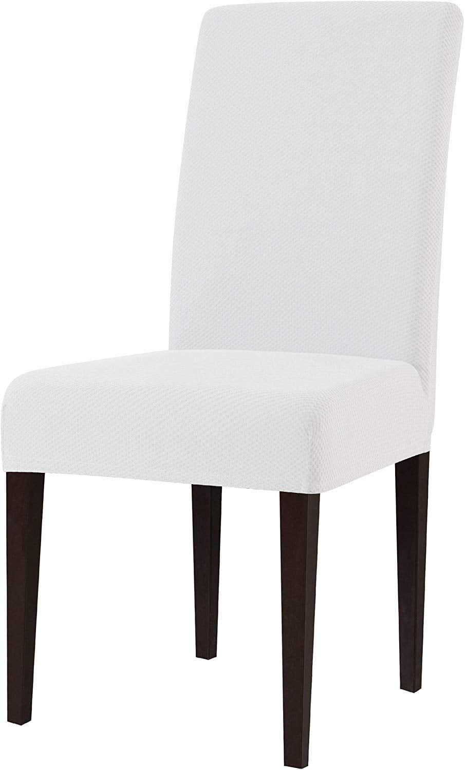 Subrtex Stretch Textured Pixel Dining Chair Slipcover (Set of 4, White )