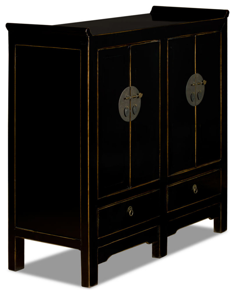 Distressed Black Elmwood Altar Style Ming Oriental Cabinet   Asian   Accent Chests And Cabinets   by China Furniture and Arts  Houzz