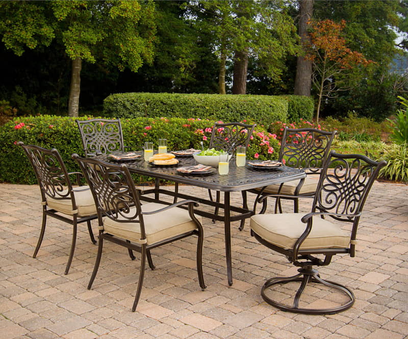 Hanover Traditions 7-Piece Outdoor Dining Patio Set In Natural Oat