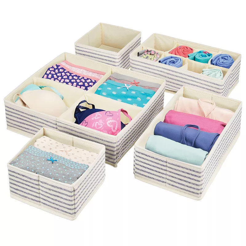 mDesign Fabric Nursery Child/Baby Divided Drawer Organizers， Set of 5