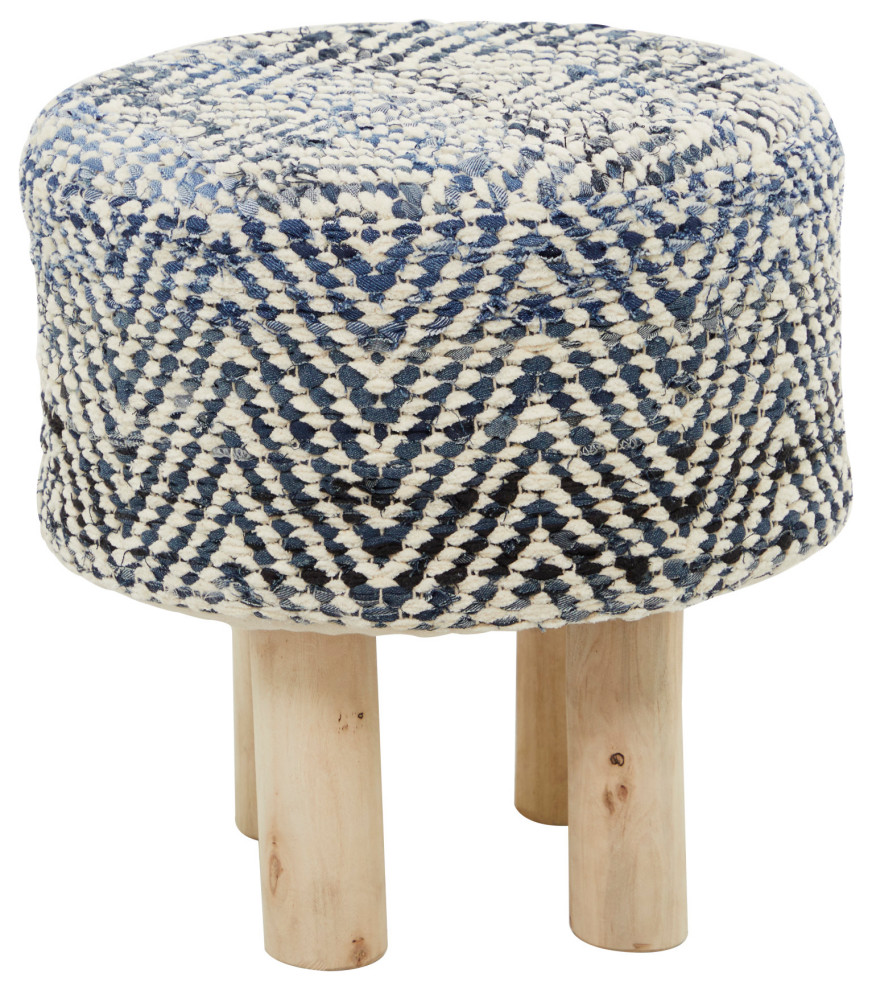 Blue Wood Bohemian Stool  16 quotx 16 quotx 17 quot562081   Transitional   Footstools And Ottomans   by Brimfield  ampMay  Houzz