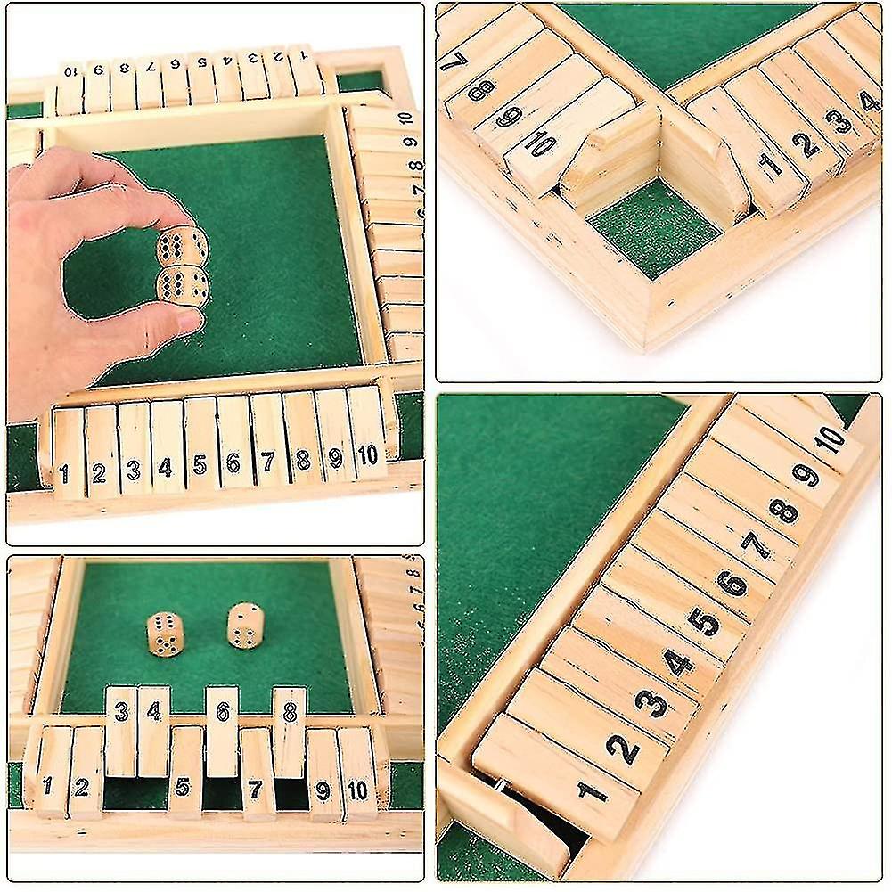 Closed Box Wooden Game， 4 Player Flop Game Classic Number Dice Table Game