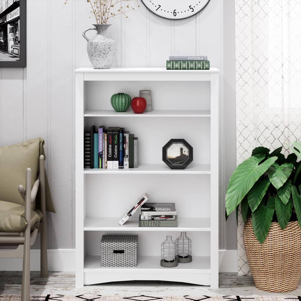 Prepac Home Office 31.5 in. in Wide White 4-Shelf Standard Bookcase WDL-3248