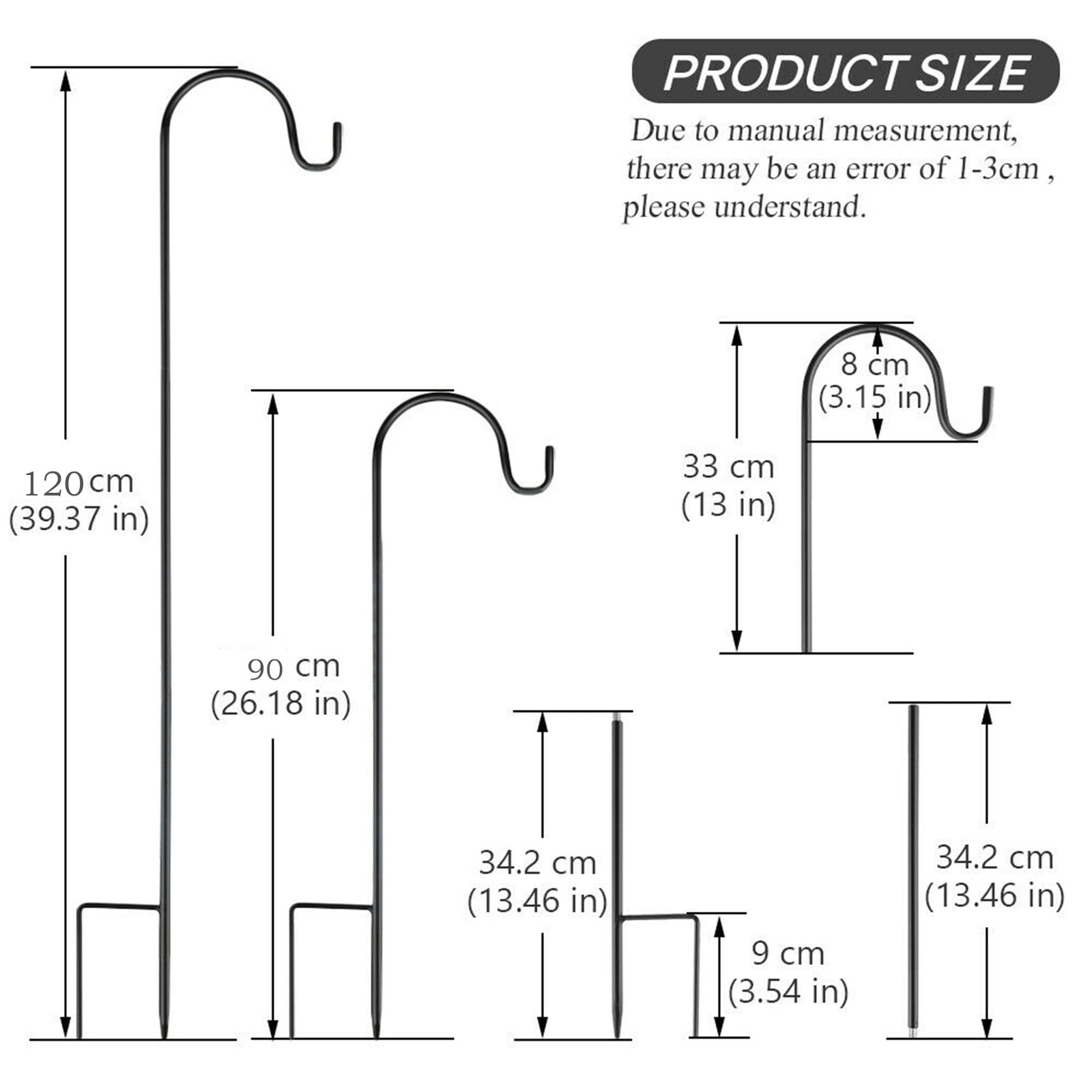 35/47in Tall Extendable Outdoor Shepherds Hooks for Garden Iron, Made of Premium Metal for Hanging Solar Lanterns, Bird Feeders, Deck, Mason Jars, Plants, Crook Garden Stakes, Wedding Decor