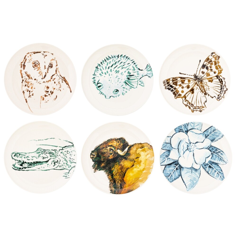 Stoneware Plates Dinnerware Set with Animal and Flower Designs   10.6\