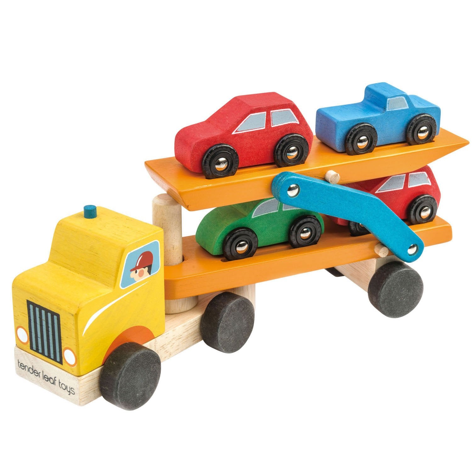 Car Transporter with Four Cars Wooden Toy by Tender Leaf Toys