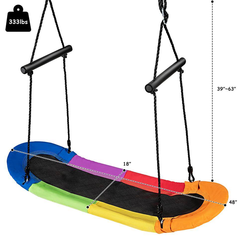 Costway Colorful Tree Swing Adjustable Oval Platform Set with Chain OP70325CL