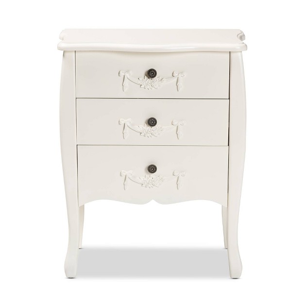 Eliya Wood 3 Drawer Storage Cabinet White Baxton Studio