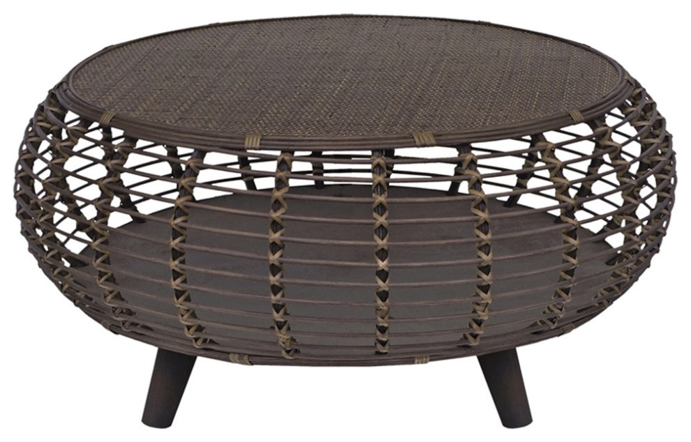 Gallerie Decor Java Transitional Rattan Coffee Table in Espresso   Tropical   Coffee Tables   by Homesquare  Houzz