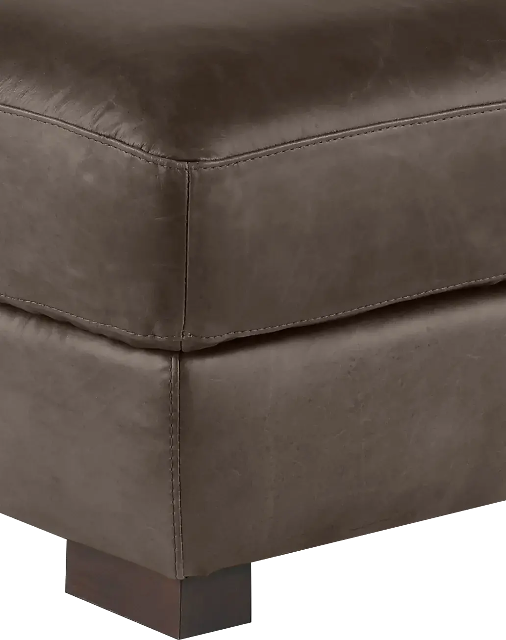 Dakota Brown Leather Ottoman