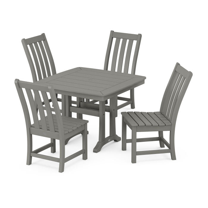 Polywood Vineyard Side Chair 5-Piece Dining Set with Trestle Legs PWS989-1