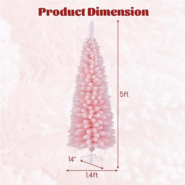 Costway 5/6/7/8 FT Artificial Pink Christmas Tree with