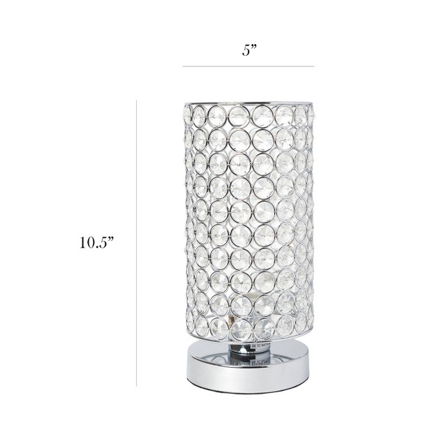 Elipse Crystal Bedside Nightstand Cylindrical Uplight Table Lamp Chrome Elegant Designs