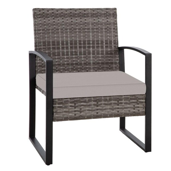 3Piece Wicker Bistro Set，Outdoor Patio chairs and Coffee Table