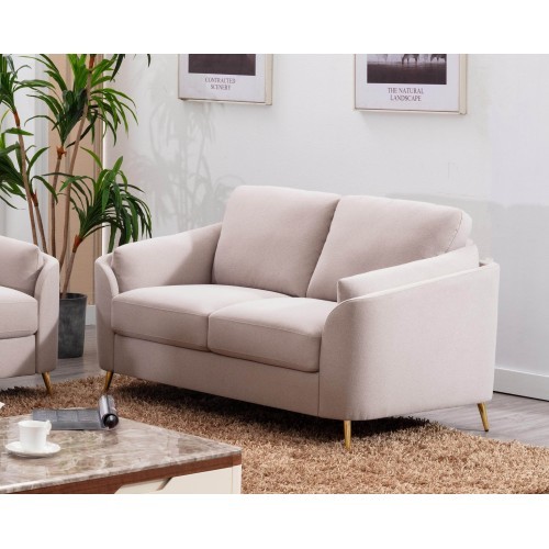 Contemporary 1pc Loveseat Beige Color with Gold Me...