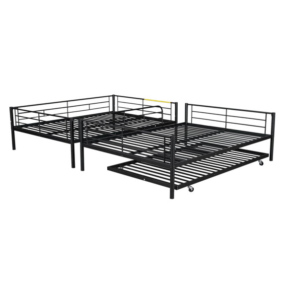 Full XL over Queen Metal Bunk Bed with Trundle  Wh...