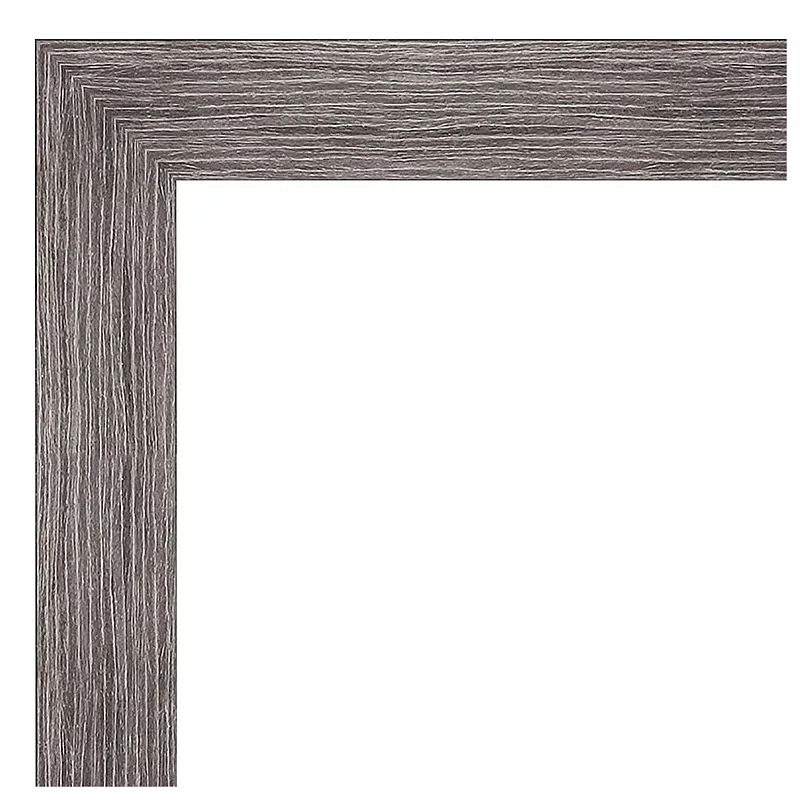 Pinstripe Plank Grey Narrow Petite Bevel Bathroom Wall Mirror