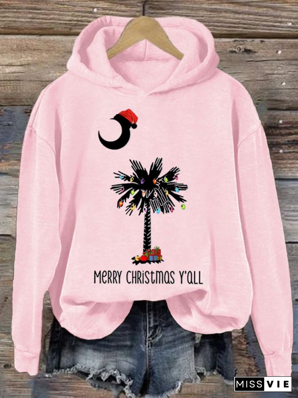 Women's Merry Christmas Y’all Print Hoodie