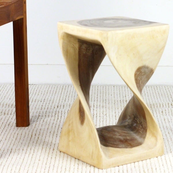 Haussmann? Original Wood Twist Stool 10 X 10 X 16 In High White Oil - 10 x 10 x 16