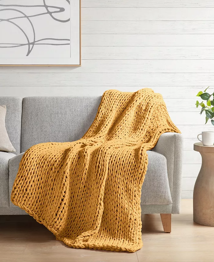 Madison Park Chunky-Knit Handmade Throw， 50