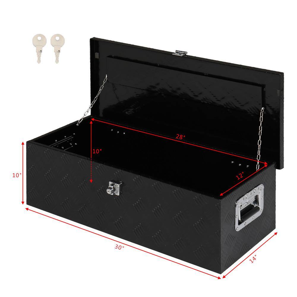 Karl home 30 in. Black Diamond Plate Aluminum Underbody Truck Tool Box Storage Lock with Keys 674943551693