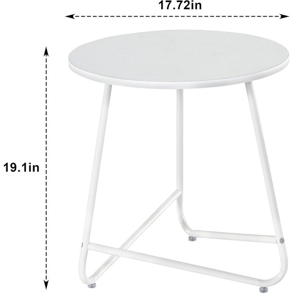 Small Round End Table，Indoor and Outdoor (White)