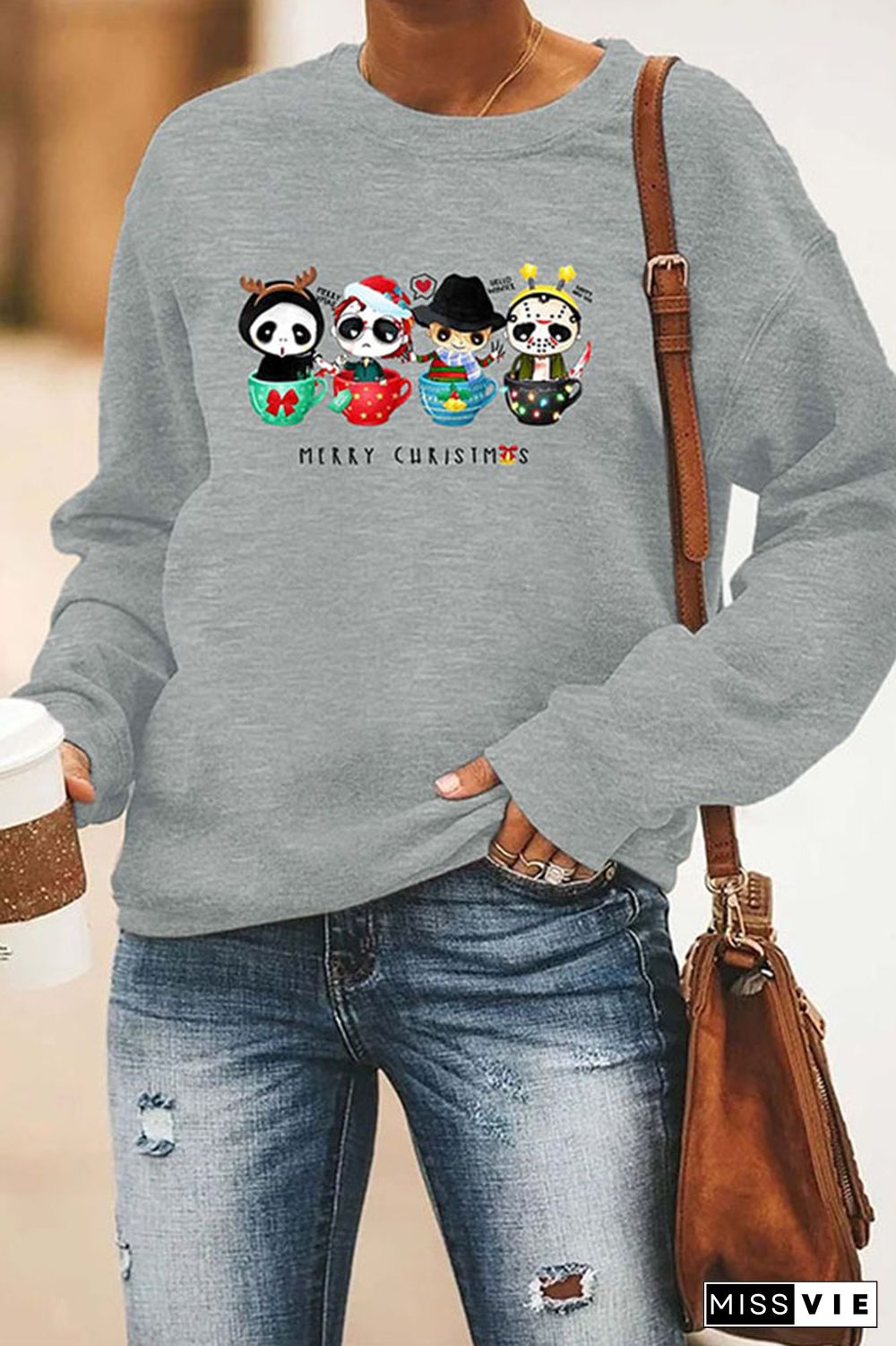 Horror Movie Characters Merry Christmas Classic Crew Sweatshirt Wholesale