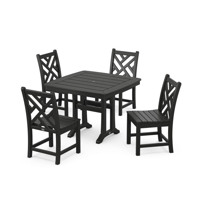 Polywood Chippendale Side Chair 5-Piece Dining Set with Trestle Legs PWS964-1