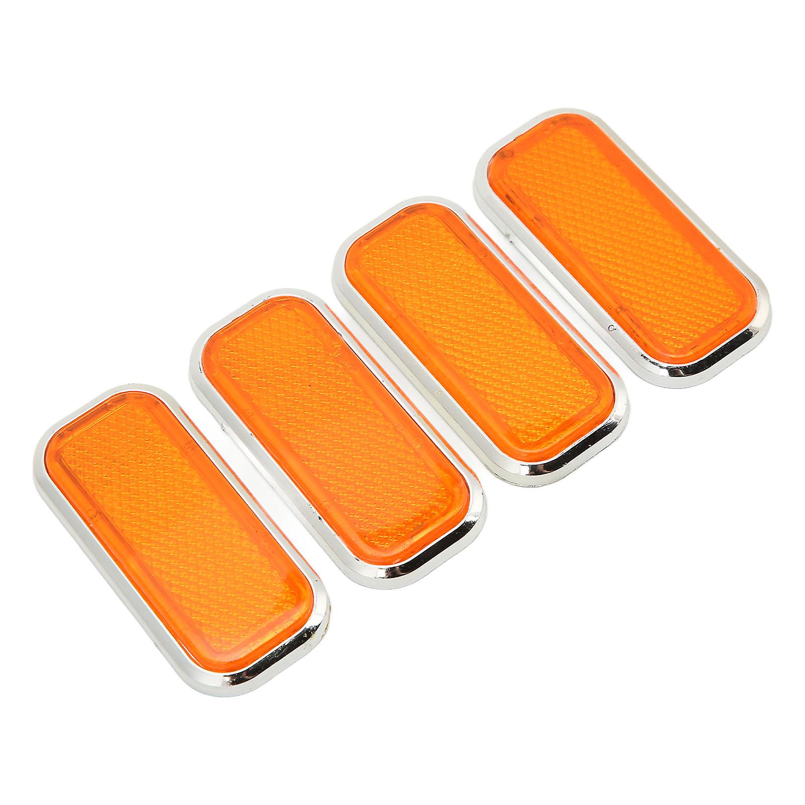 4pcs Rectangular Reflector Safety Abs Reflective Sticker Universal For Car Motorcycleorange