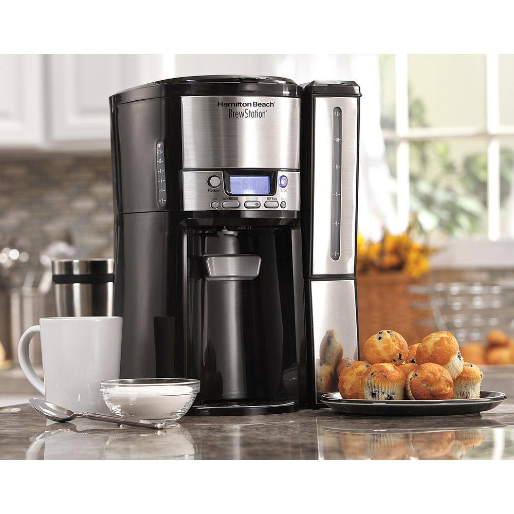 Hamilton Beach BrewStation 12-Cup Programmable Stainless Steel Drip Coffee Maker with Removable Water Reservoir 47950